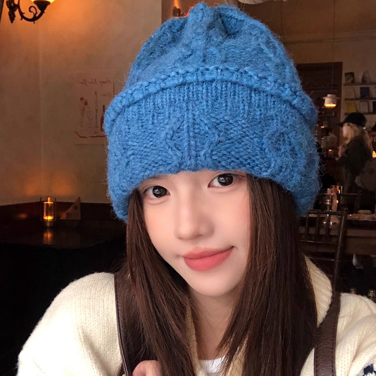 Beanie Cuffed Knit - Topi Rajut Kabel Warna Krem untuk